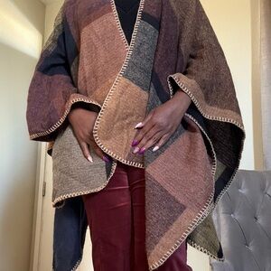 Women's Multicolor Poncho Sweater